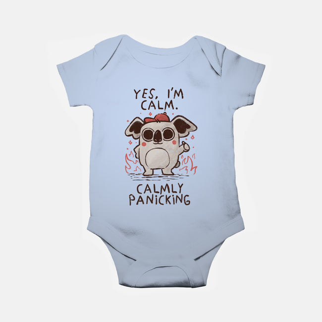 Calmly Panicking-Baby-Basic-Onesie-koalastudio