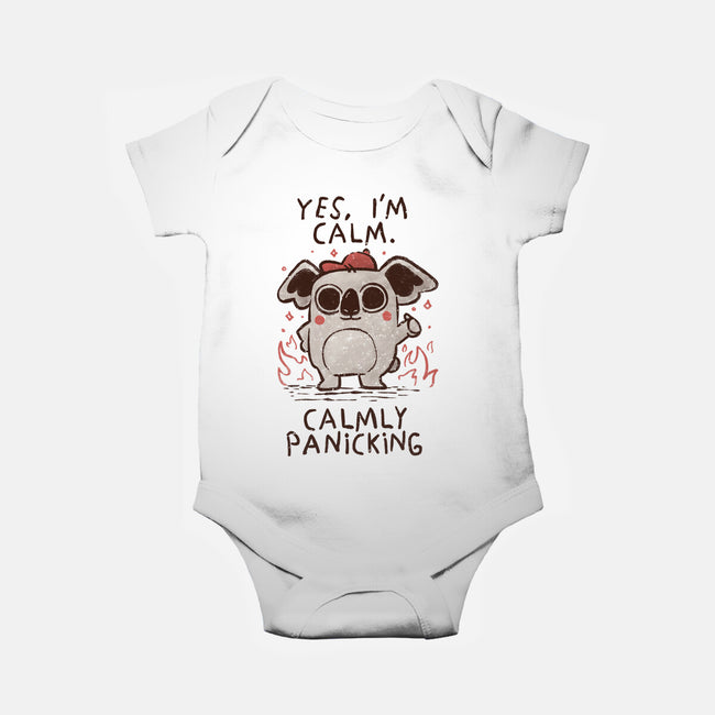 Calmly Panicking-Baby-Basic-Onesie-koalastudio