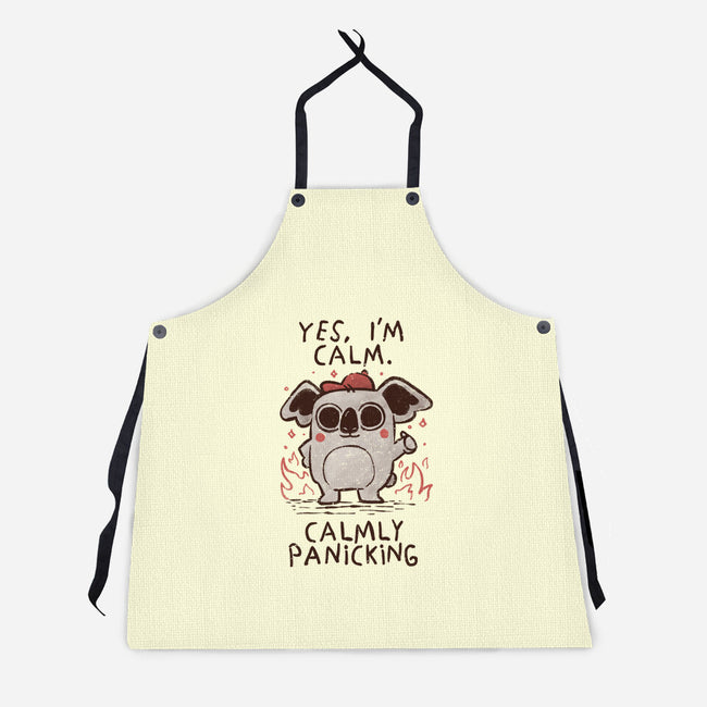 Calmly Panicking-Unisex-Kitchen-Apron-koalastudio
