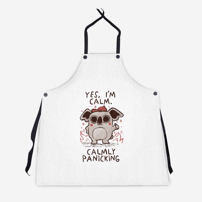 Calmly Panicking-Unisex-Kitchen-Apron-koalastudio