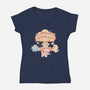 NukeSaurus Apocalypse-Womens-V-Neck-Tee-Lorets