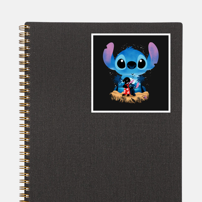 Stitch Beach Illusion-None-Glossy-Sticker-Dixie Z