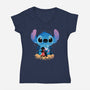 Stitch Beach Illusion-Womens-V-Neck-Tee-Dixie Z
