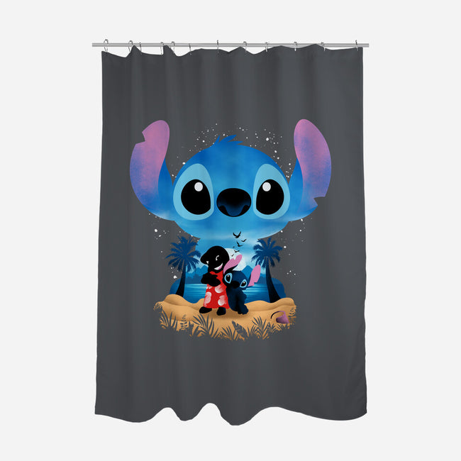 Stitch Beach Illusion-None-Polyester-Shower Curtain-Dixie Z