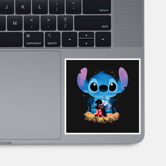 Stitch Beach Illusion-None-Glossy-Sticker-Dixie Z