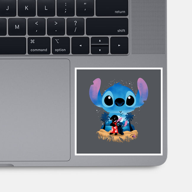 Stitch Beach Illusion-None-Glossy-Sticker-Dixie Z