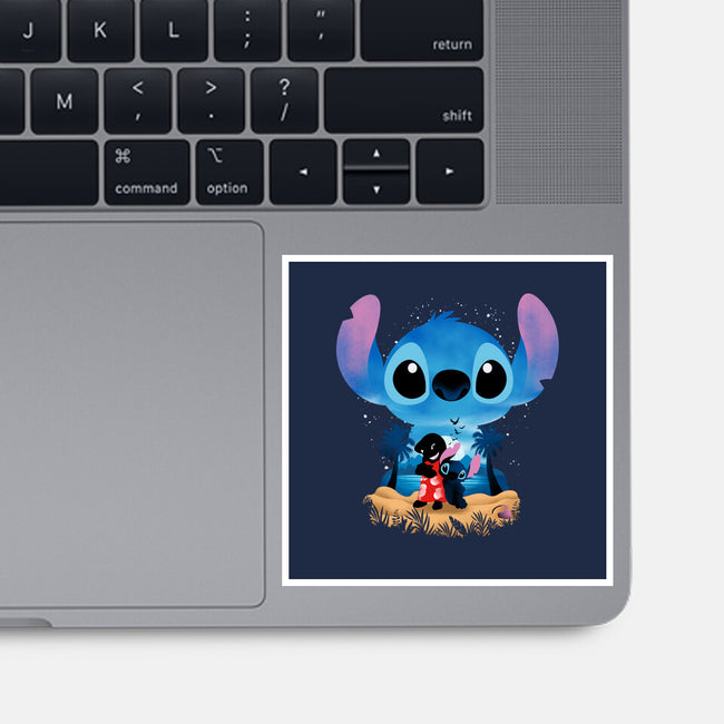 Stitch Beach Illusion-None-Glossy-Sticker-Dixie Z