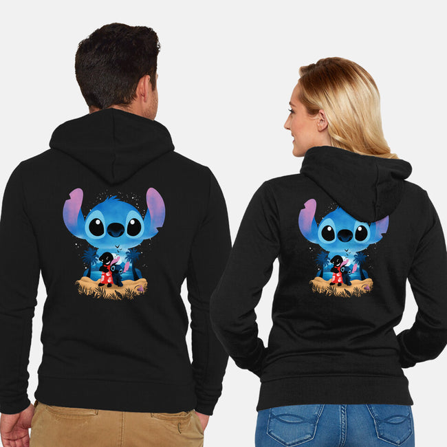 Stitch Beach Illusion-Unisex-Zip-Up-Sweatshirt-Dixie Z
