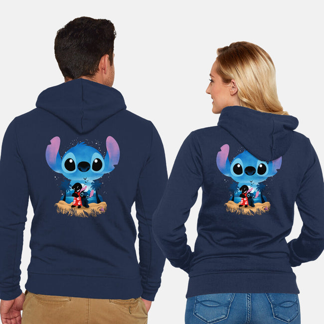 Stitch Beach Illusion-Unisex-Zip-Up-Sweatshirt-Dixie Z