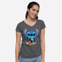 Stitch Beach Illusion-Womens-V-Neck-Tee-Dixie Z