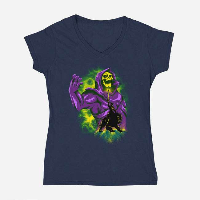 Lord Skeleton-Womens-V-Neck-Tee-spoilerinc