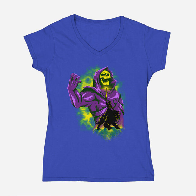 Lord Skeleton-Womens-V-Neck-Tee-spoilerinc