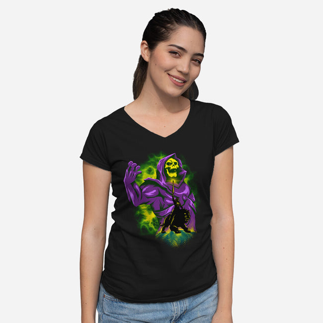 Lord Skeleton-Womens-V-Neck-Tee-spoilerinc