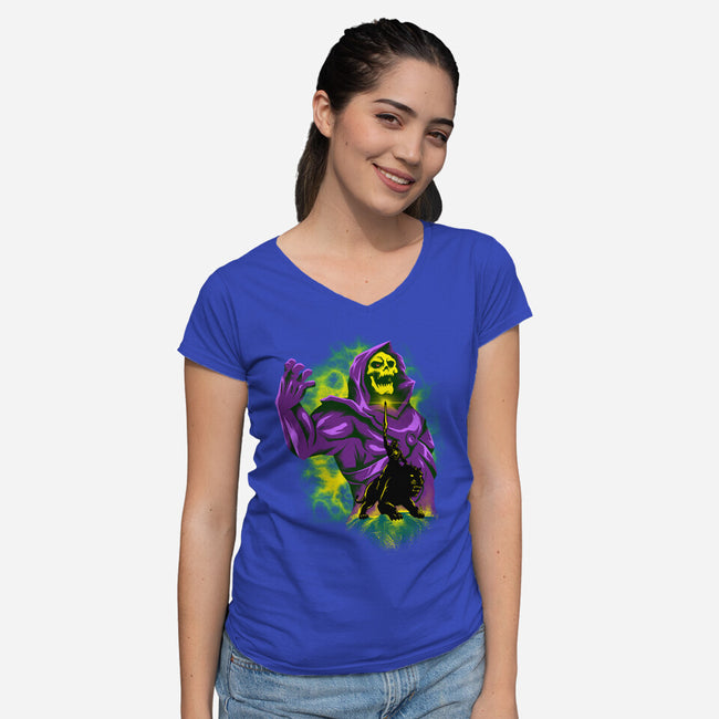 Lord Skeleton-Womens-V-Neck-Tee-spoilerinc