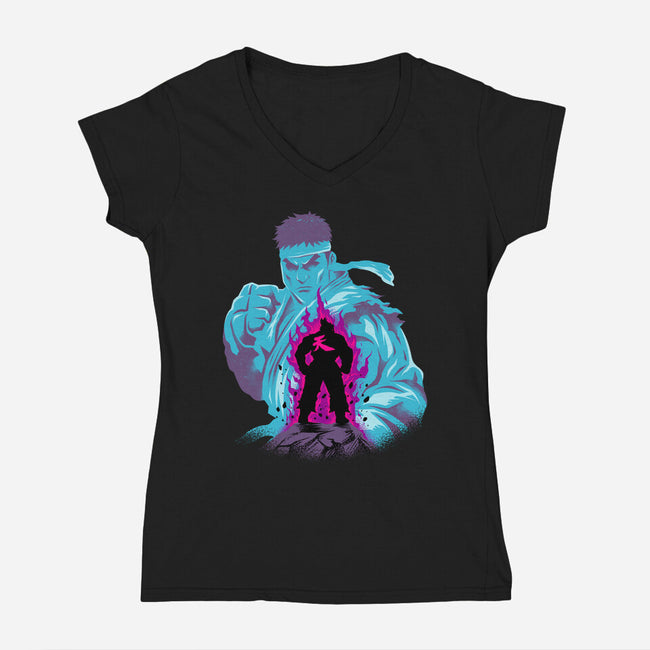 Fighting The Demon-Womens-V-Neck-Tee-spoilerinc