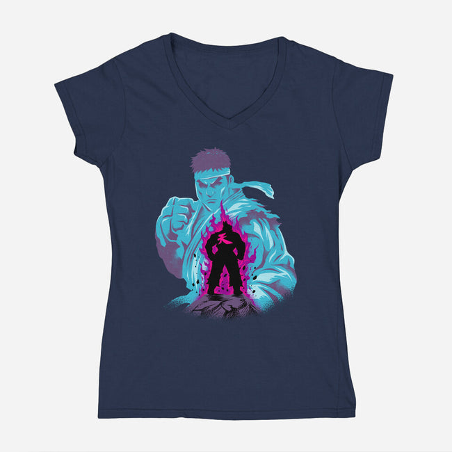 Fighting The Demon-Womens-V-Neck-Tee-spoilerinc