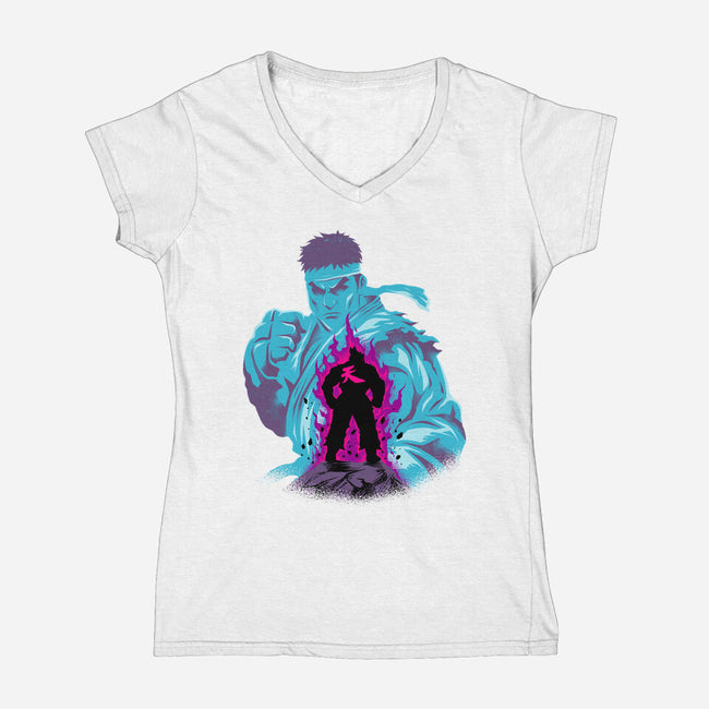 Fighting The Demon-Womens-V-Neck-Tee-spoilerinc
