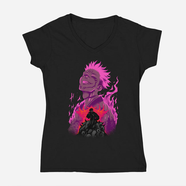 Curse Of Evil-Womens-V-Neck-Tee-spoilerinc