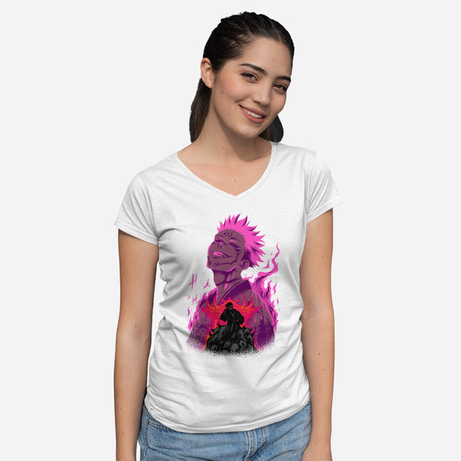 Curse Of Evil-Womens-V-Neck-Tee-spoilerinc