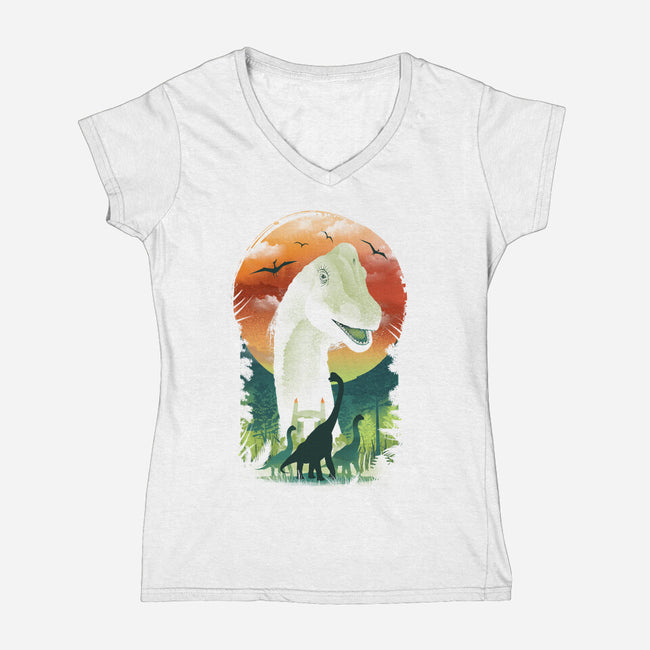Ukiyo Brachiosaurus-Womens-V-Neck-Tee-dandingeroz