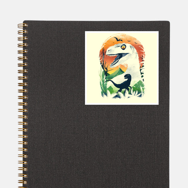 Ukiyo Velociraptor-None-Glossy-Sticker-dandingeroz