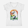 Ukiyo Velociraptor-Womens-V-Neck-Tee-dandingeroz