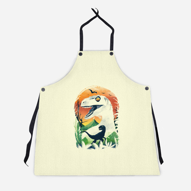 Ukiyo Velociraptor-Unisex-Kitchen-Apron-dandingeroz