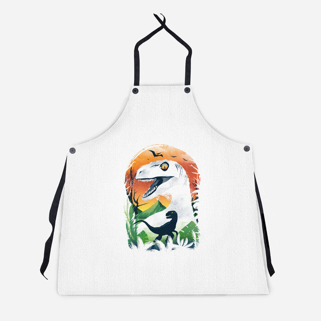 Ukiyo Velociraptor-Unisex-Kitchen-Apron-dandingeroz