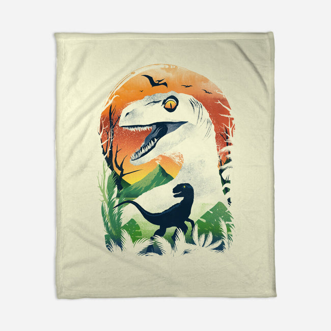 Ukiyo Velociraptor-None-Fleece-Blanket-dandingeroz