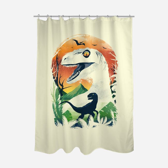 Ukiyo Velociraptor-None-Polyester-Shower Curtain-dandingeroz