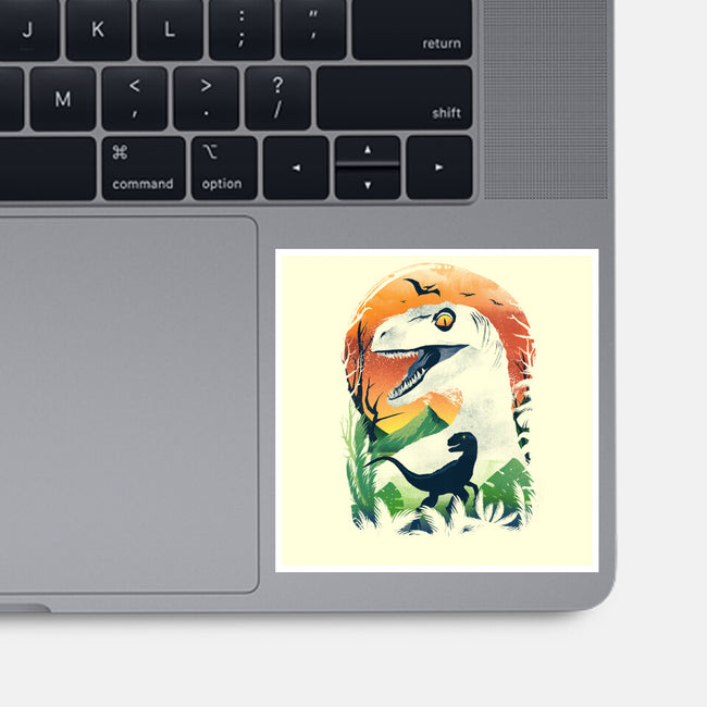 Ukiyo Velociraptor-None-Glossy-Sticker-dandingeroz