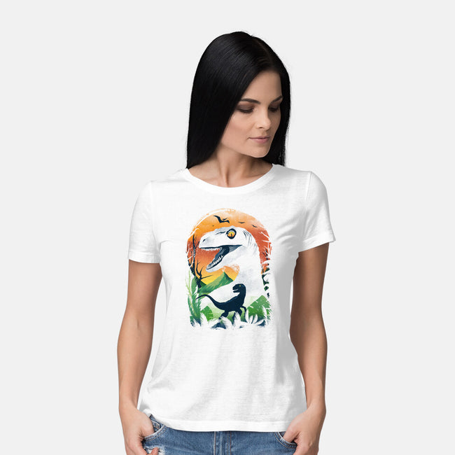 Ukiyo Velociraptor-Womens-Basic-Tee-dandingeroz