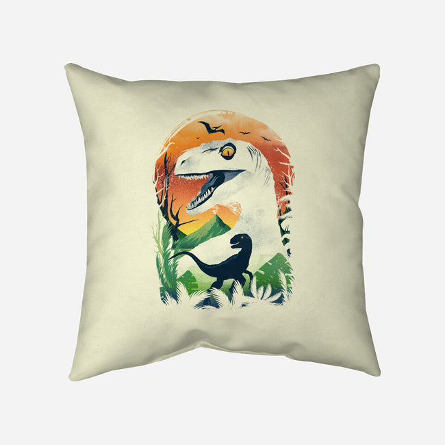 Ukiyo Velociraptor-None-Removable Cover w Insert-Throw Pillow-dandingeroz