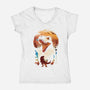 Ukiyo T-Rex-Womens-V-Neck-Tee-dandingeroz