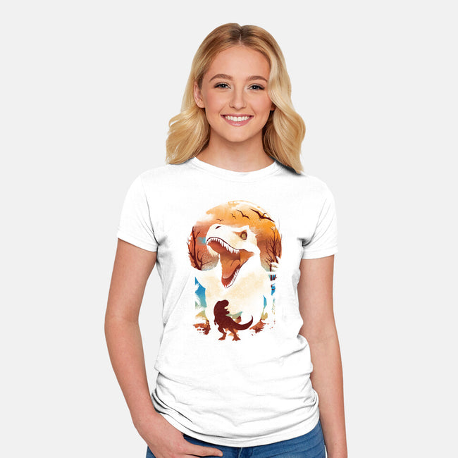 Ukiyo T-Rex-Womens-Fitted-Tee-dandingeroz