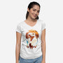 Ukiyo T-Rex-Womens-V-Neck-Tee-dandingeroz