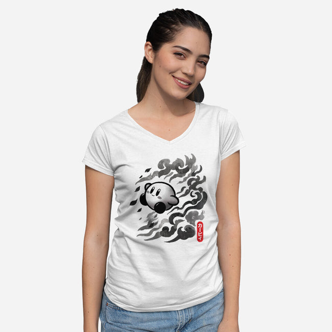 Sumi-E Puff-Womens-V-Neck-Tee-fanfreak1
