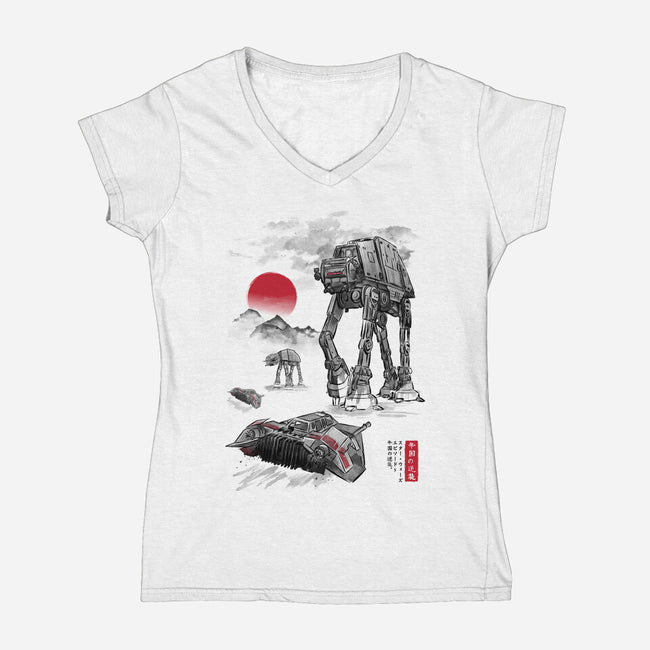 Defense Of Echo Base Sumi-e-Womens-V-Neck-Tee-DrMonekers