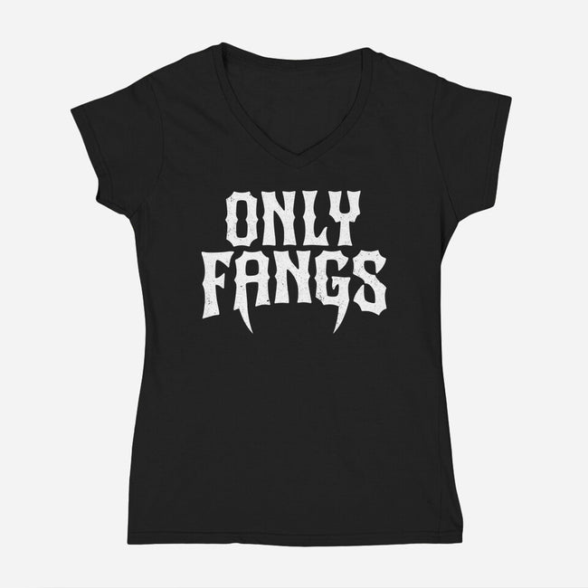 Only Fangs-Womens-V-Neck-Tee-Nemons