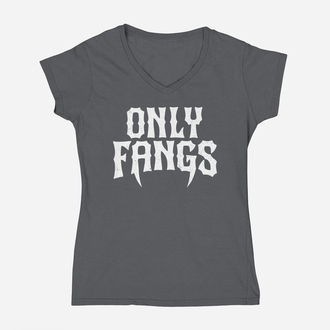 Only Fangs-Womens-V-Neck-Tee-Nemons