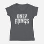 Only Fangs-Womens-V-Neck-Tee-Nemons