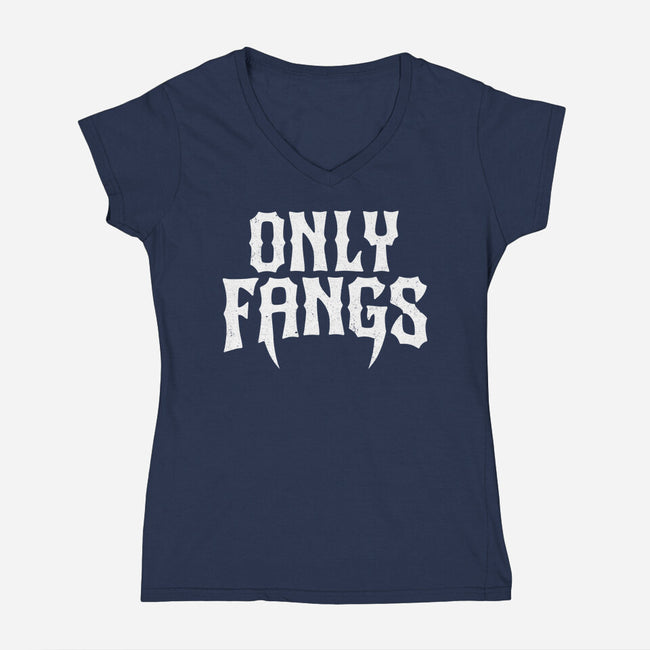 Only Fangs-Womens-V-Neck-Tee-Nemons