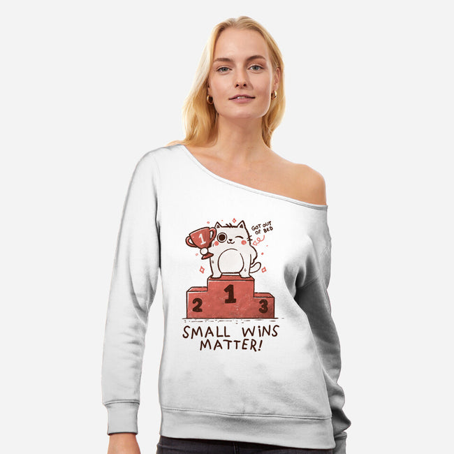 Small Wins Matter-Womens-Off Shoulder-Sweatshirt-koalastudio