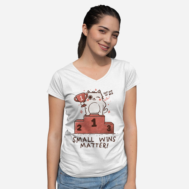 Small Wins Matter-Womens-V-Neck-Tee-koalastudio