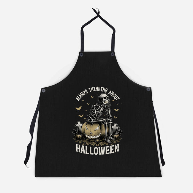 The Halloween Thinker-Unisex-Kitchen-Apron-Studio Mootant