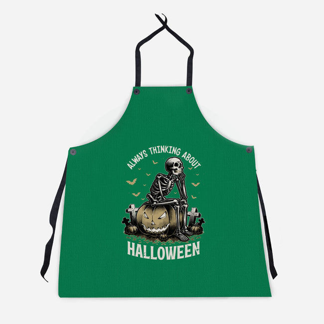 The Halloween Thinker-Unisex-Kitchen-Apron-Studio Mootant