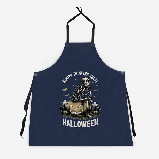 The Halloween Thinker-Unisex-Kitchen-Apron-Studio Mootant