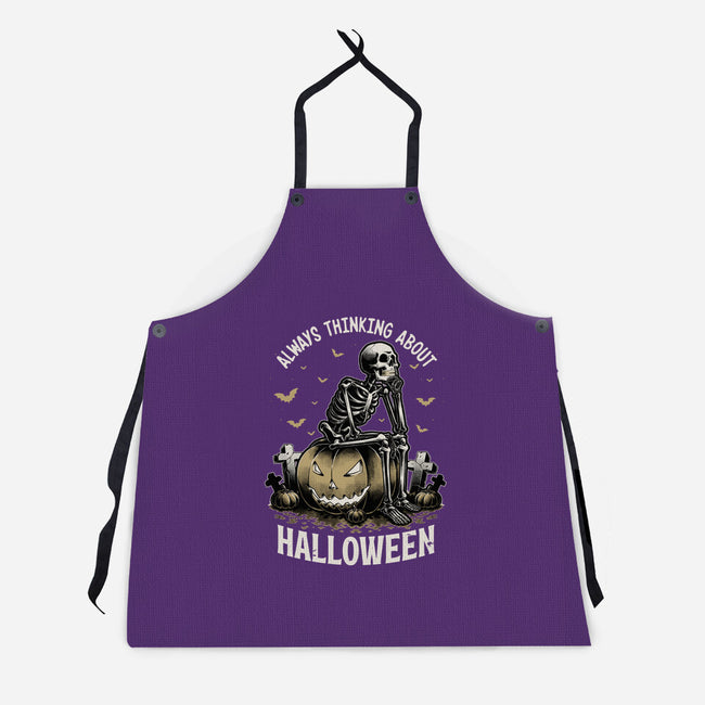 The Halloween Thinker-Unisex-Kitchen-Apron-Studio Mootant