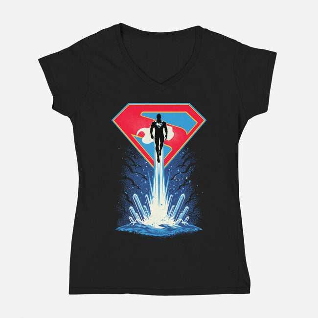 Man Of Tomorrow-Womens-V-Neck-Tee-sarudrawss