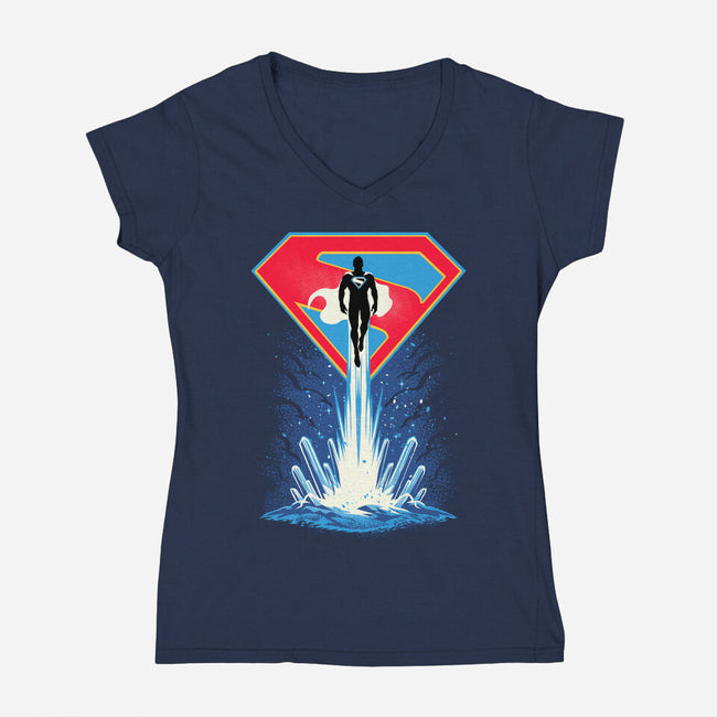 Man Of Tomorrow-Womens-V-Neck-Tee-sarudrawss